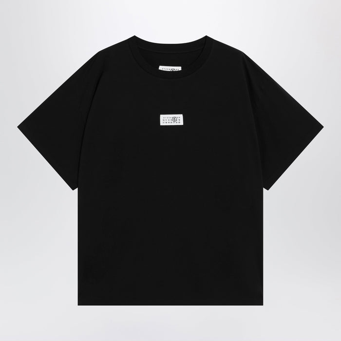 Mm6 Maison Margiela Black Cotton T-Shirt With Numeric Logo