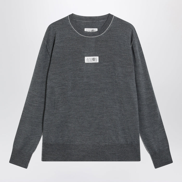Mm6 Maison Margiela Grey Wool Sweater With Numeric Logo