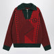 Mm6 Maison Margiela Red/Forest Green Wool Blend Jacquard Knit Sweater