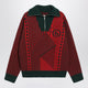 Mm6 Maison Margiela Red/Forest Green Wool Blend Jacquard Knit Sweater