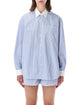 Sporty & Rich Sporty & Rich Oversized Poplin Shirt - White And Light Blue