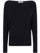 Jonathan Simkhai "Lavina" Draped Off Shoulder Sweater