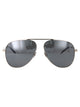 Saint Laurent Silver-Silver-Silver Metal Sunglasses