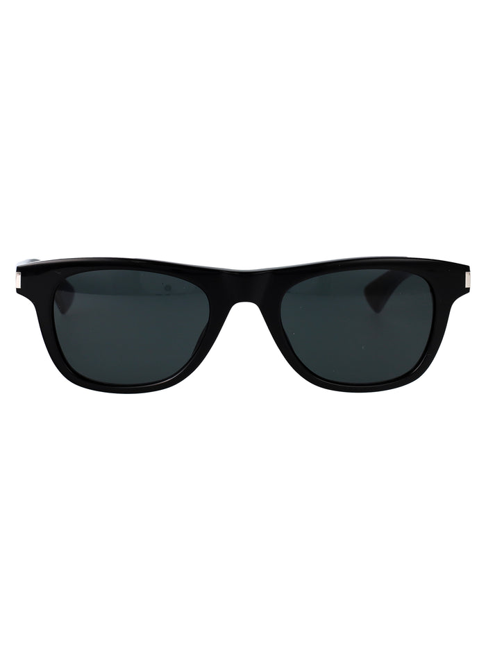 Saint Laurent Black-Crystal-Black Acetate Sunglasses