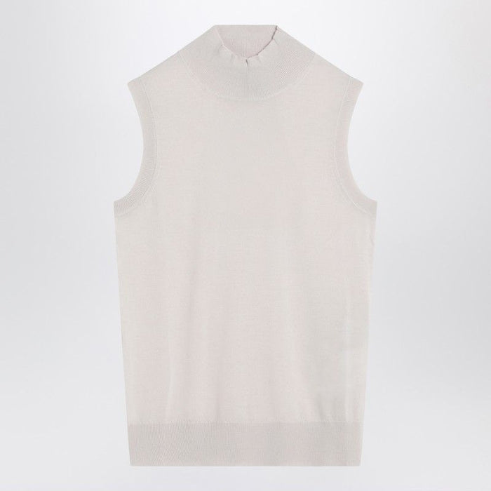 S Max Mara White Turtleneck Vest In Wool