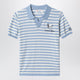 Mc2 Saint Barth White/Light Blue Striped Polo Shirt With Snoopy Embroidery