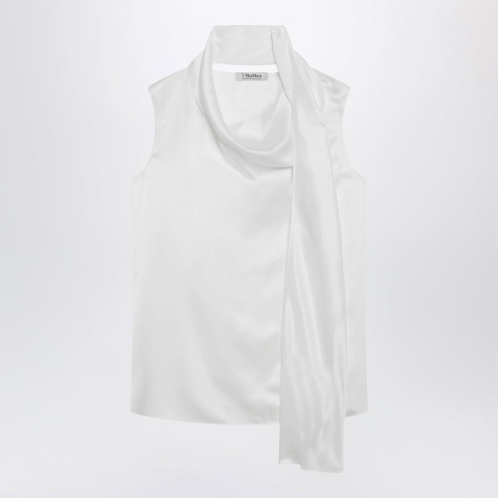 'S Max Mara White Silk Satin Top