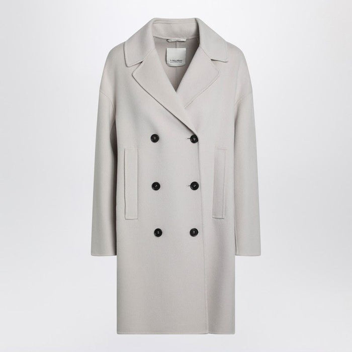 S Max Mara Sandcoloured Midi Coat In Wool Drap