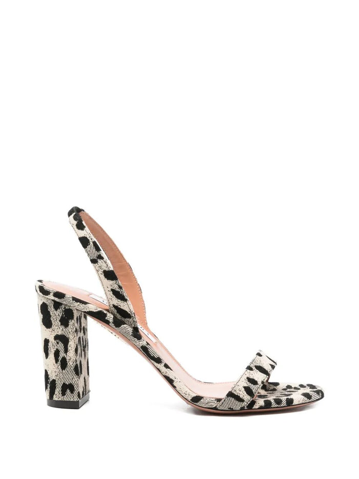 Aquazzura "So Nude" Sahara Jacquard Block Sandal 85