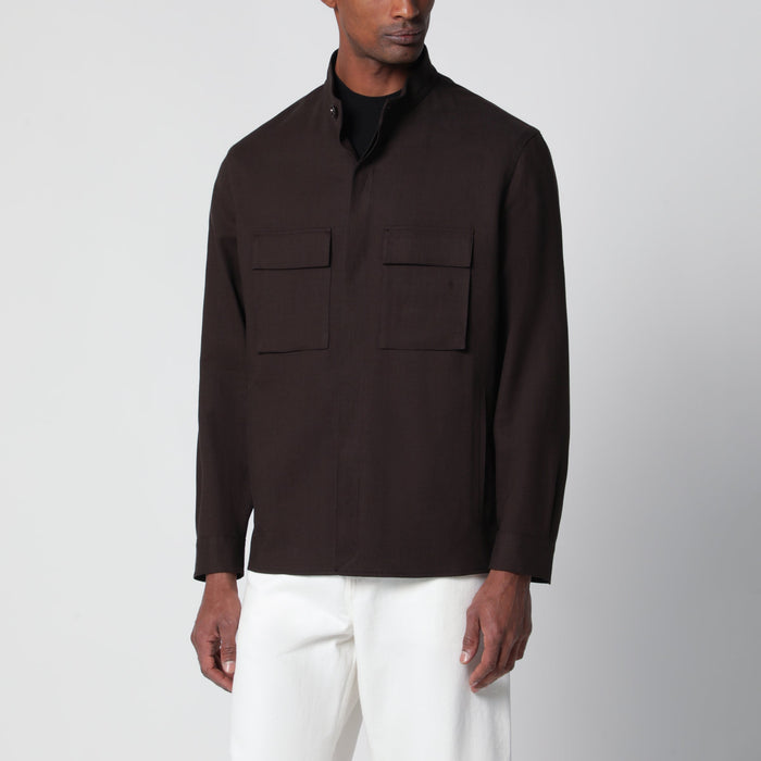 Ermenegildo Zegna Brown Linen Overshirt
