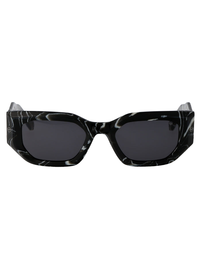 Philipp Plein Nero Marmorizzato Acetate Sunglasses