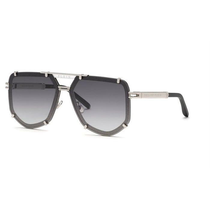 Philipp Plein Silver Black Metal Sunglasses