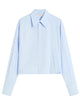 Max Mara Sportmax Cropped Poplin Shirt With Asymmetrical Pleats