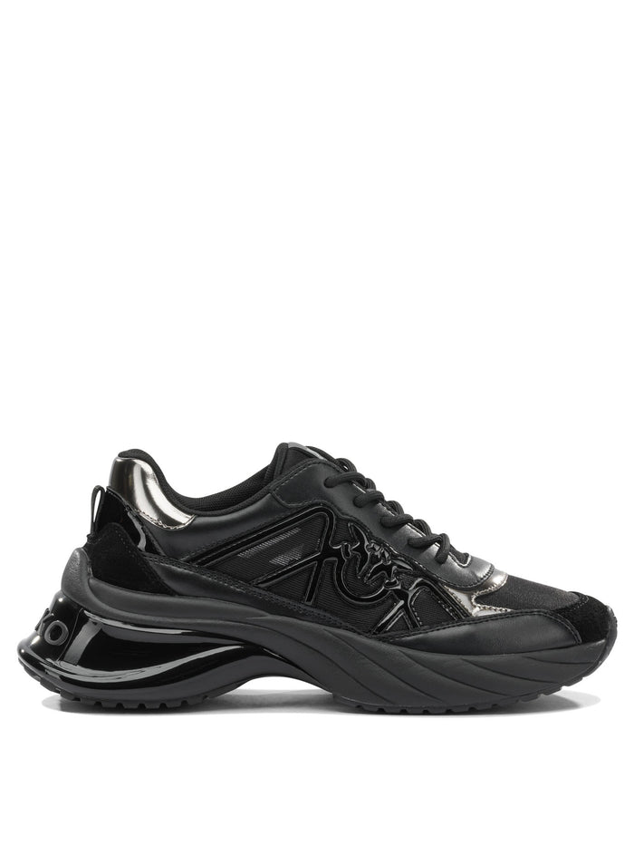 Pinko Black Fabric Rubber Sneakers