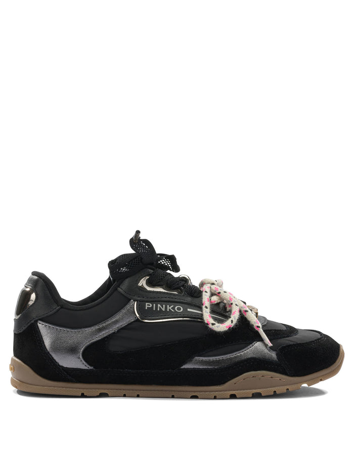 Pinko Black Suede Nylon Sneakers