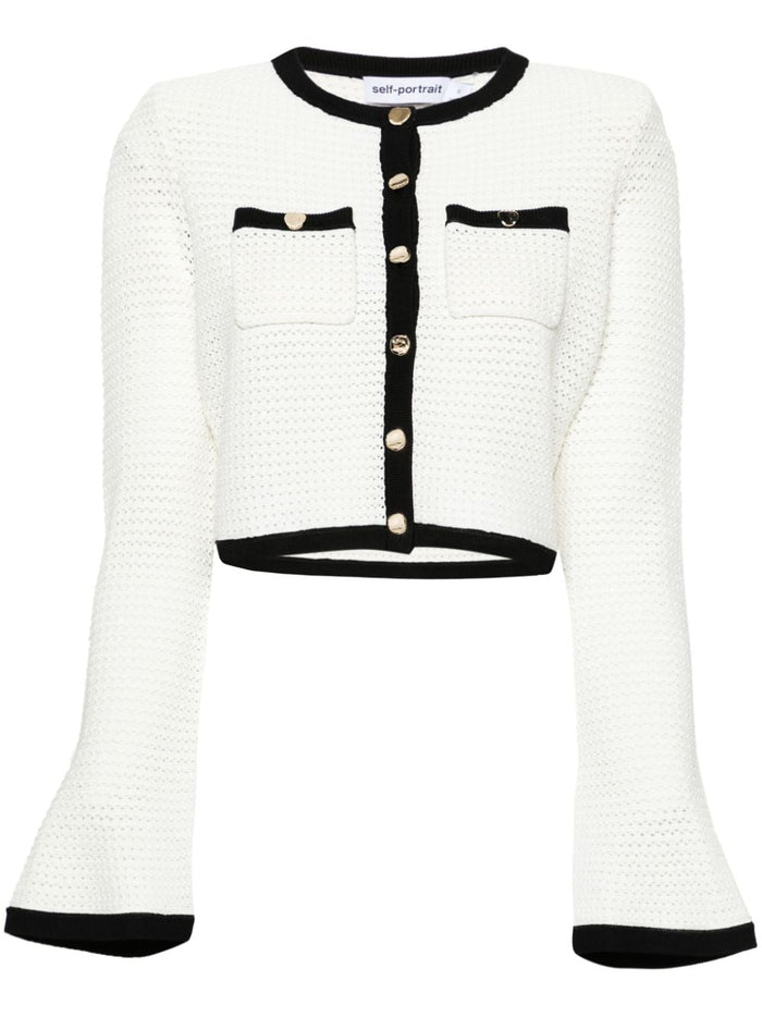 Self-Portrait Crochet Cropped Cardigan