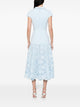 Self-Portrait Light Blue Crepe Dress With Flowers And Belt