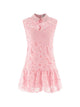 Self-Portrait Pink Lace Collared Mini Dress