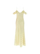 Self-Portrait Yellow Satin Striped Maxi Dress