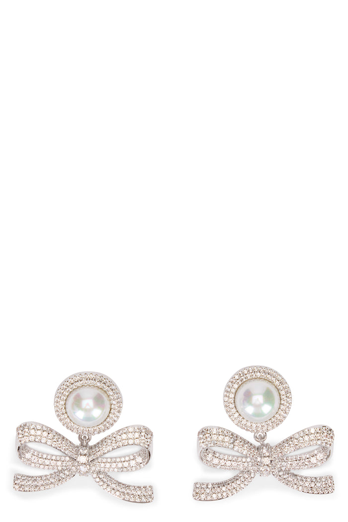 Self-Portrait Earrings With Bow And Pearl