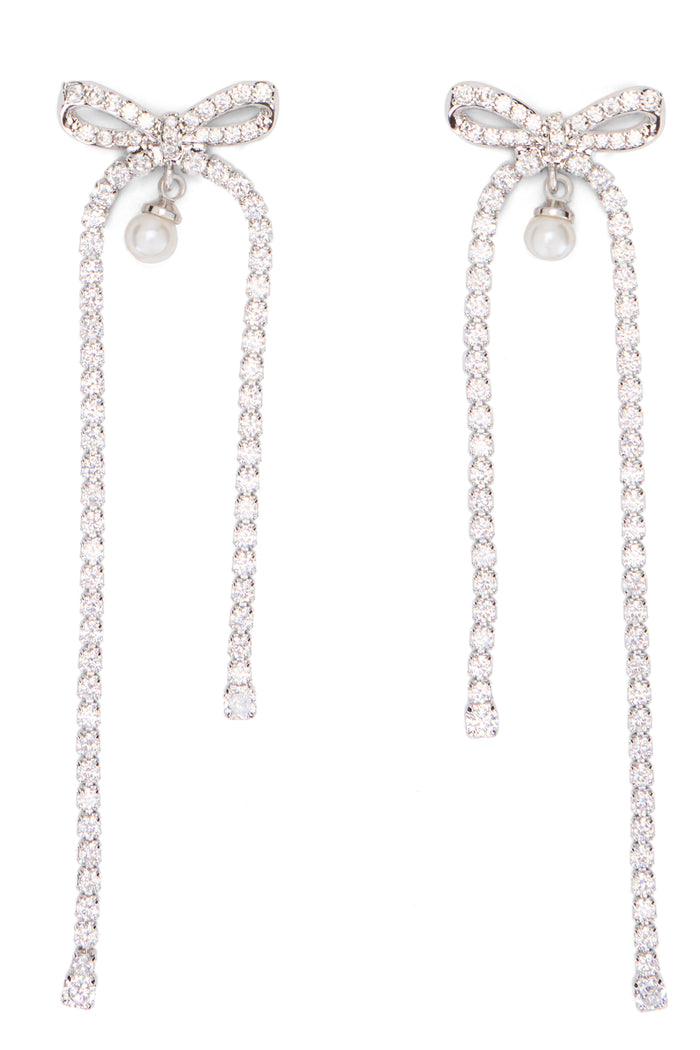 Self-Portrait Bow Earrings With Crystal Drop