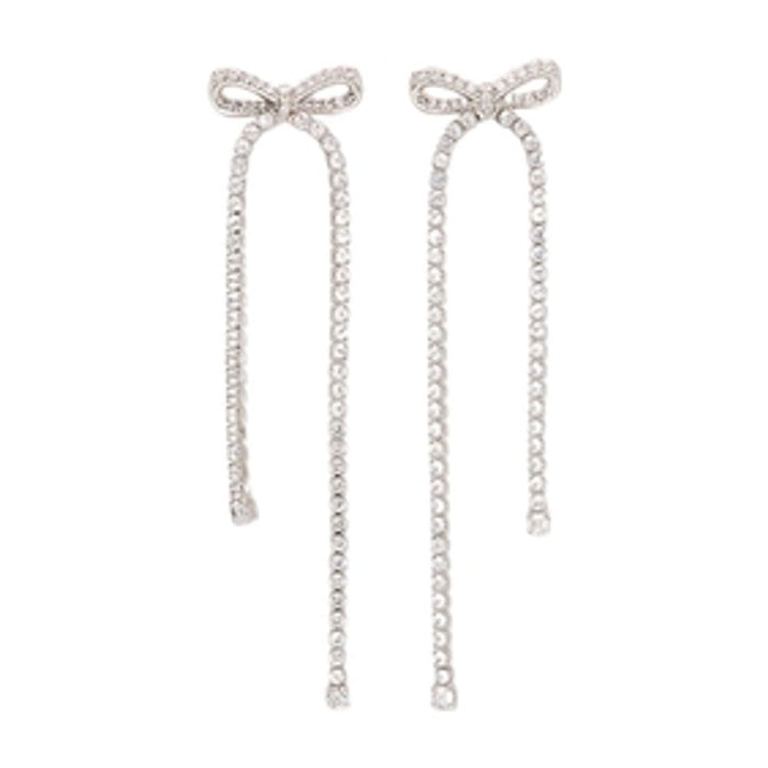 Self-Portrait Crystal Bow Dangle Earrings - - Synthetic - Silver