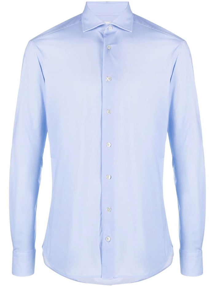 Traiano Rossini Radical Plain Blue Polyamide Polyester Shirt