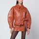 The Andamane Tan Leather-Effect Belted Jacket
