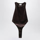 The Andamane Brown Velvet-Effect Bodysuit