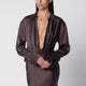 The Andamane Deep Neckline Rouge Noir Satin Shirt