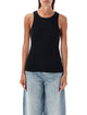 Ganni Ganni Black Cotton Ribbed Tank Top