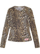 Ganni Leopard Printed Mesh Long-Sleeve Blouse
