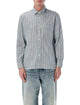 Salvatore Piccolo Salvatore Piccolo Tahiti White And Blue Cotton Stripe Shirt