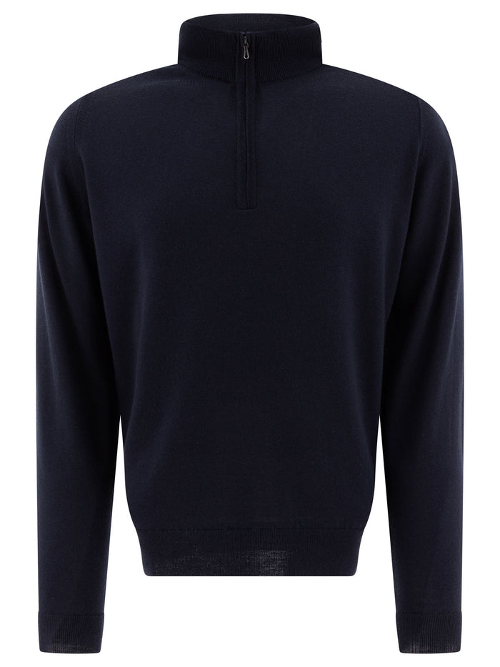 John Smedley Merino Wool "Tapton" Half-Zip Sweater