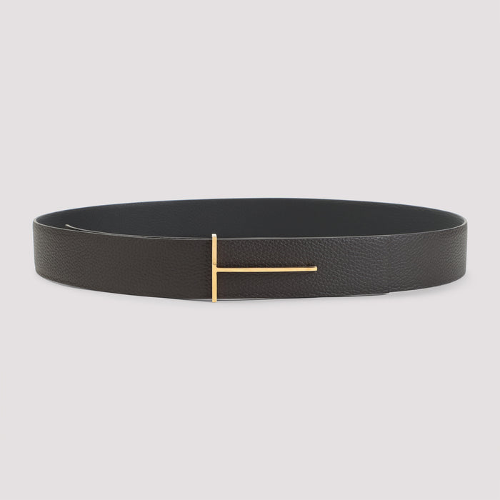 Tom Ford Leather Belt With T Buckle