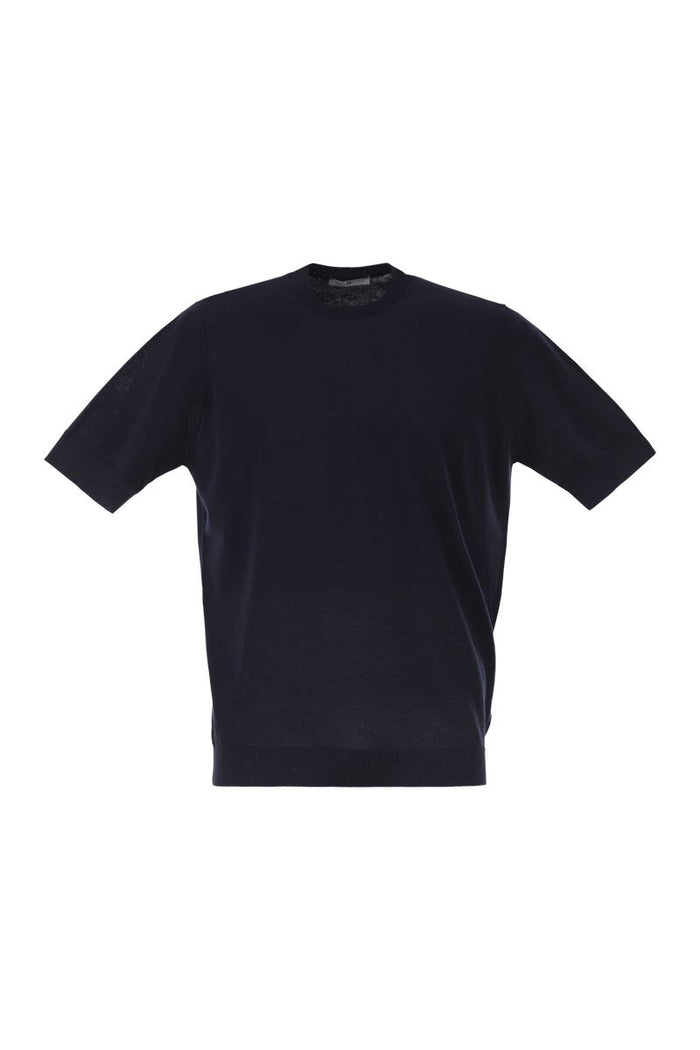 Pt Torino Cotton Knit T-Shirt With Ribbed Finishes