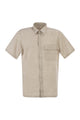Pt Torino Short-Sleeved Linen Shirt In Natural Fabric