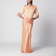 The Andamane Iris Long Satin Dress In Peach
