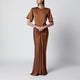 The Andamane Long Iris Dress In Bronze With Gathered Waist