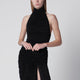 Francesco Murano Black Draped Viscose-Blend Bodysuit