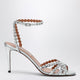 Aquazzura Tequila Silver Sandals In Metallic Leather With Crystals