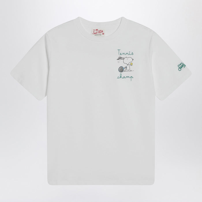 Mc2 Saint Barth White T-Shirt With Snoopy Tennis Print
