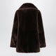 Blancha Oak Brown Zip-Up Shearling Jacket