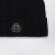 Moncler Navy Blue Wool Beanie With Logo Patch