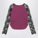 Valentino Cyclamen Panther 60 T-Shirt With Black Lace Sleeves