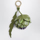 Christian Louboutin Olive Green/Lilac Leather Key Ring With A Floral Design
