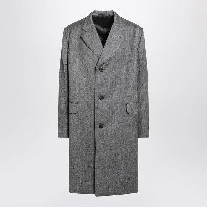 Prada Gray Single-Breasted Wool Coat