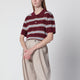 Dunst Burgundy/Light Blue Striped Cotton Polo Shirt
