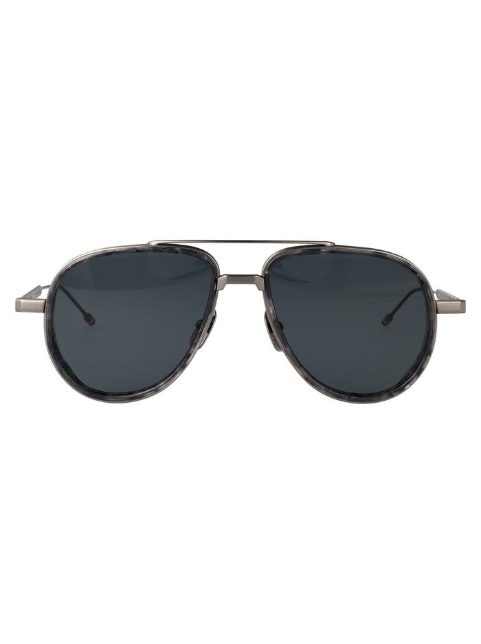 Thom Browne Grey Tort Rim Acetate Titanium Sunglasses