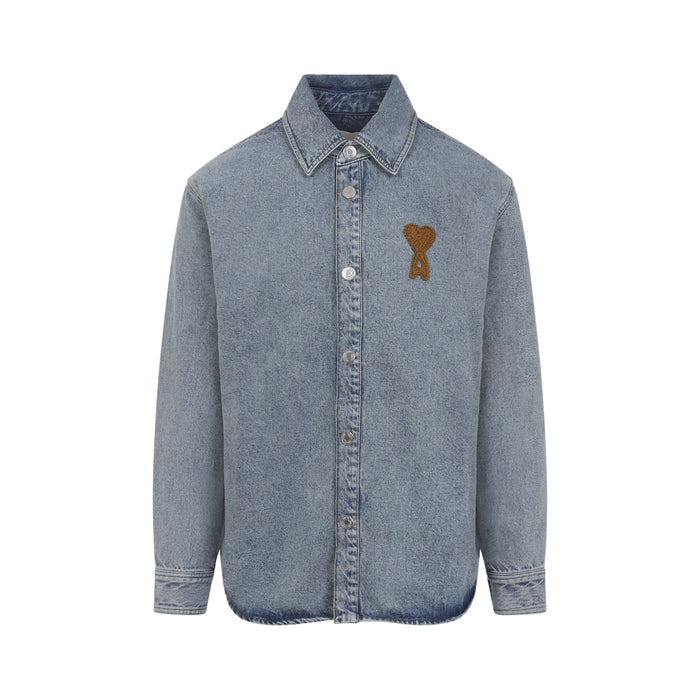 Ami Paris H Denim Jacket Light Blue